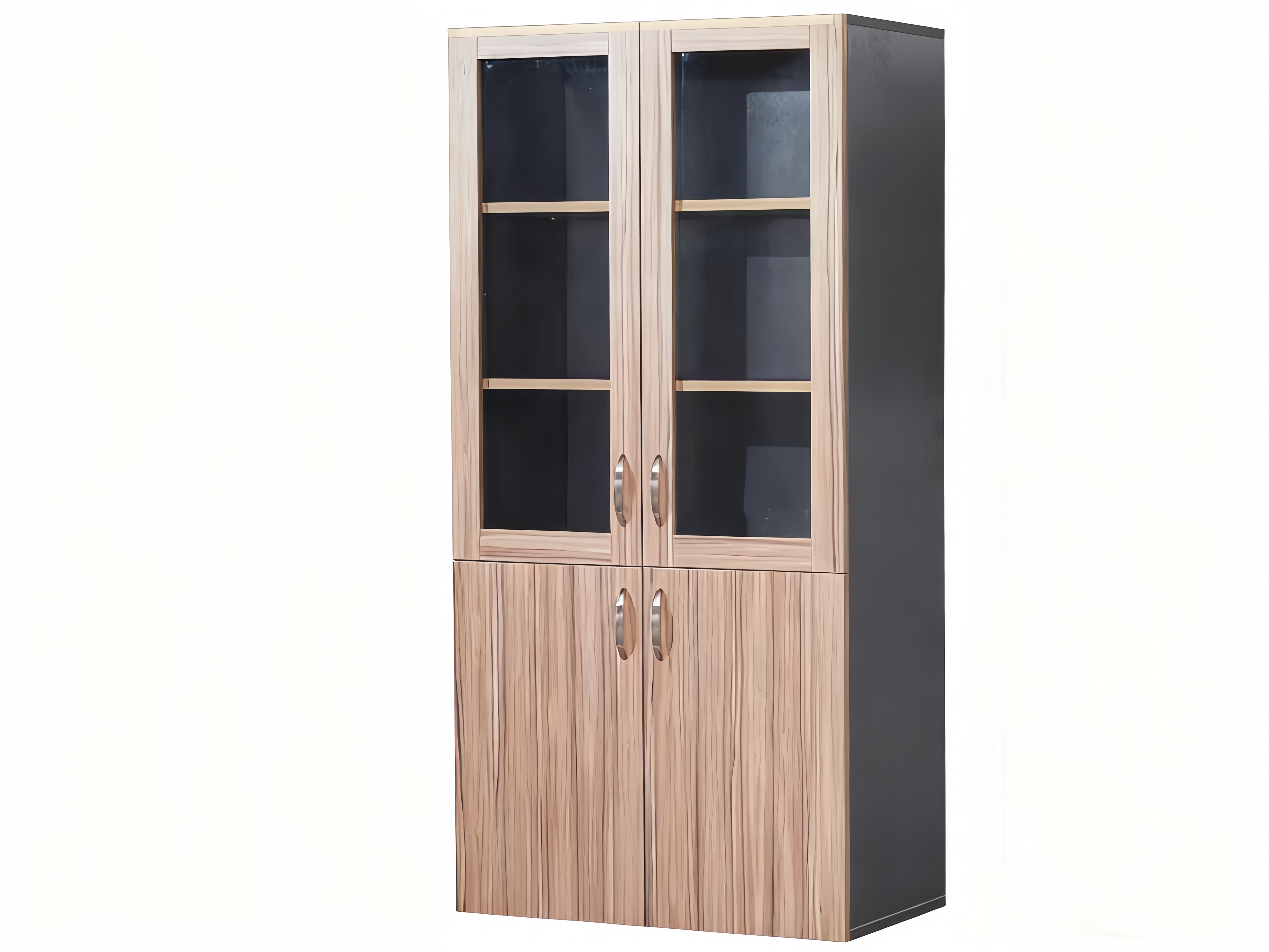 Contemporary Glass-Front MDF Cabinet for Efficient Home Storage