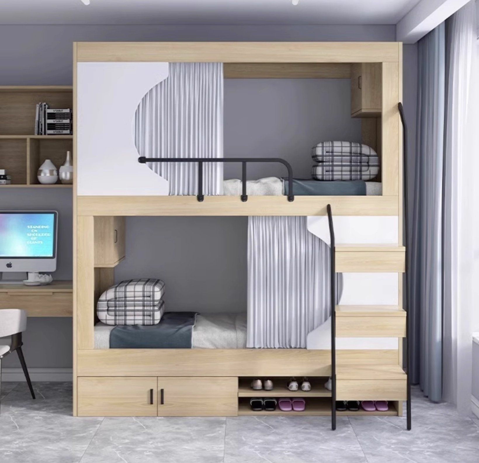 Complete Twin Cabin Beds for Dorms with Under Bed Storage