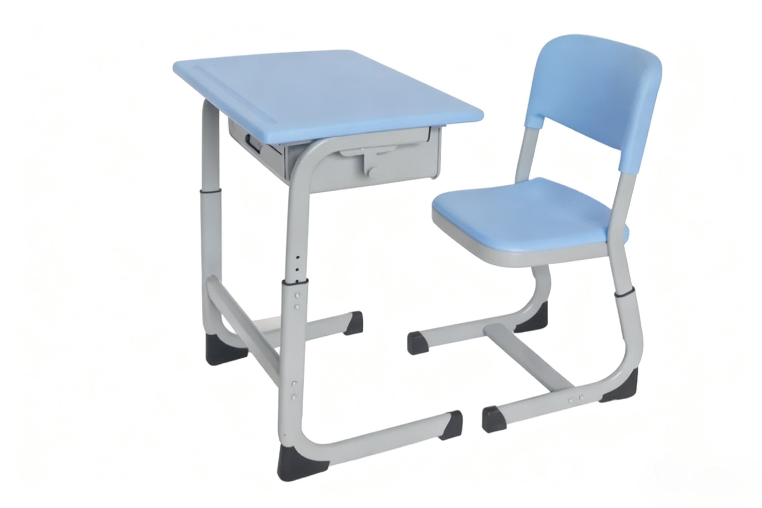 Height-Adjustable Steel Frame School Desk Set with PP/Wood Desktop