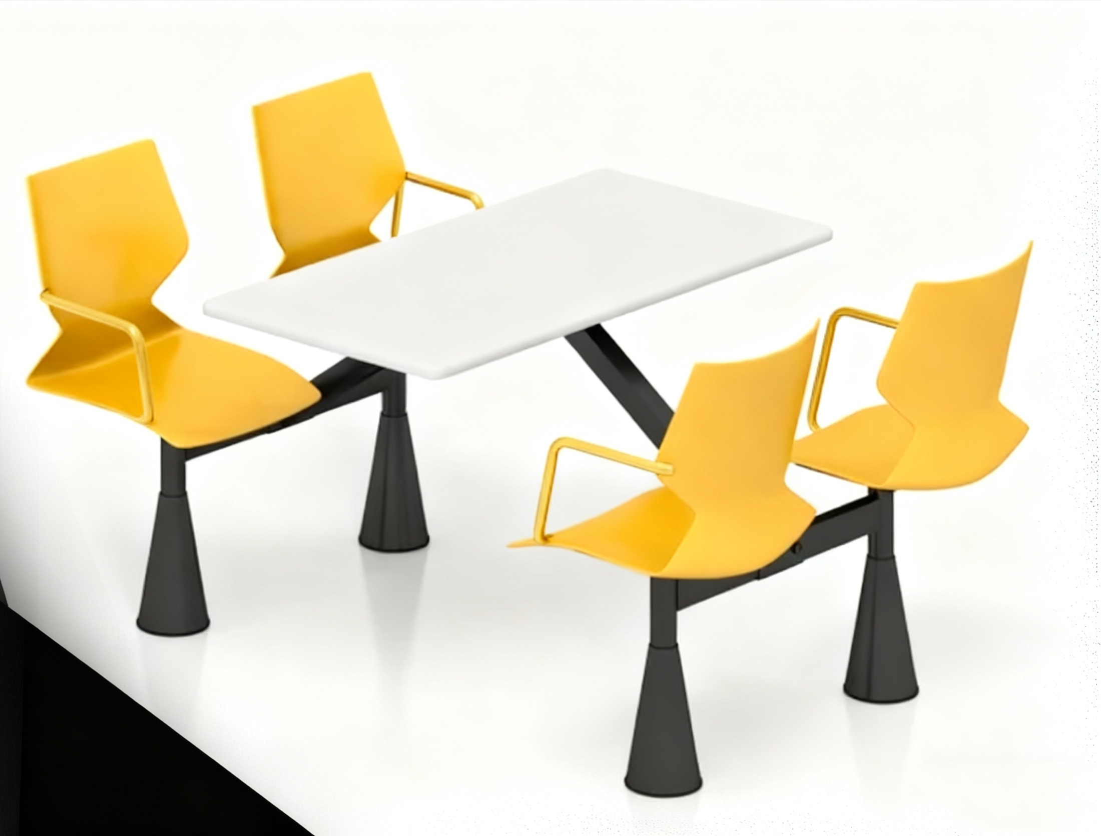 Modern Fast Food Table with Powder Electrostatic Sprayed Frame Surface